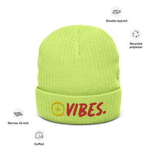 Positive Vibes Ribbed Knit Beanie